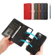 Removable Magnetic Leather Wallet Phone Case Fr iPhone 15 Pro Max 14 13 12 11 XR