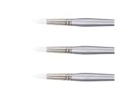 3x Jasart Rnd Sz 10/0 Acrylic/Watercolour Paint Brush Synthetic Hair WHT Taklon