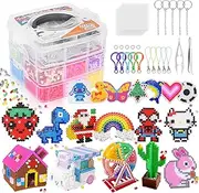 LULUETPUE Fuse Beads Kit,10000PC 5MM Melty Beads Set, Iron Melting Beads Craft Kit with Pegboards,Ironing Paper and Chain Accessories, Arts and Crafts Set for Kids Boys Girls Christmas Birthday Gift