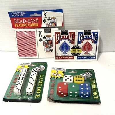 Playing Cards & Dice Bundle. Includes 4 Decks & 15 Dice. New