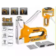 INGCO HSG1405 3-in-1 Hand Tacker with 600 Replacement Needles Staple Gun