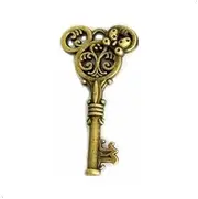 [Generic] 6 Pcs Antique Bronze Mickey Skeleton Key Charm 23x46mm (NB034)