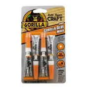 Gorilla CLEAR GLUE MINIS 4-TUBES WATER RESISTANT BONDS Crystal Clear Non-Foaming