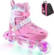 Adjustable Inline Skates for Boys Girls, Roller Single Flash Blades Skates for Kids Women Men Size Beginners Outdoor and Indoor…