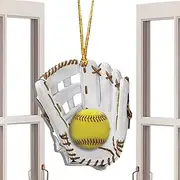 Baseball Ornaments for Christmas Tree, 2D Acrylic Unique Softball Ornament for Christmas Tree, Christmas Softball Keepsake Decorations for Sports Fan, Home Ornament for Wall Window Holiday Parties