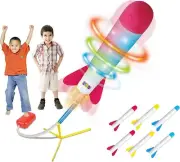 Toy Missile Rocket Launcher Set LED – 6 Jump Rockets Soars Up to 100 Feet