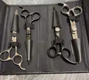 Professional 4 Pieces Barber Scissors Kit Top Grade Japanese Steel C440 Size 7"