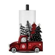 Christmas Paper Towel Holder, Red Truck Christmas Decoration, Buffalo Plaid C...
