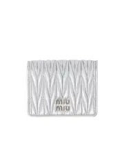 Miu Miu Logo-Lettering Matelassé Bi-Fold Wallet One size silver