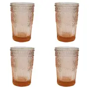 4x LVD Tall Glass 12.5cm Tumbler Water/Juice Cocktail Cup Glassware Peach