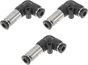 X AUTOHAUX Push to Connect Air Fittings 5/32" l Shaped Non Return Check Valve Plastic Metal 3 Pcs Black Silver Tone
