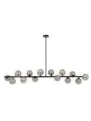 Orion 14 Light Pendant in Black with Smoke Glass