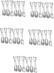 Alipis 30 Pcs Friendly Cat Fork Spoon Stainless Steel Cutlery for Toddlers Comfortable to Hold Dishwasher Safe