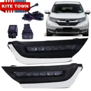 Upgrade LED Fog Lights W/ Covers Switch Brackets Wiring Kit For Honda CRV 17-19 (for: Honda)