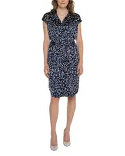 Liverpool Los Angeles Collared Button Front Stretch Satin Dress