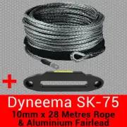 10mm X 28m Dyneema SK75 Winch Rope + Aluminium Fairlead - Synthetic Recovery 4x4