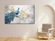 Blue&Gold Peacock Wall Art Canvas Unframed Print Art