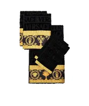 Versace Baroque Detailed Beach Towel Set One size Black