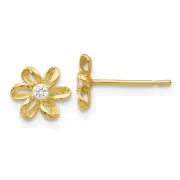 Madi K Kid's Post Earrings 14k Cubic Zirconia Flower Shape, 8 mm