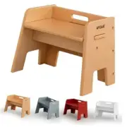 Wooden Step Stool for Kids, 14” One Step Stool for Toddlers, Heavy Natural Wood