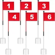 Lenwen 6 Set Golf Flagstick Golf Pin Flag Hole Cup Set Putting Green Flag and