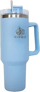 Dingiz 40oz Stainless Steel Tumbler with Handle – Double-Wall Vacuum Insulated Travel Mug, Leakproof, BPA-Free, Transparent Lid, Hot & Cold Drink Cup for Home, Office, Car & Outdoor Adventures