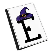 Letter E Witches Wizard Hat Passport Holder Cover Case Witch Halloween Alphabet