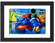 Vintage Framed Print Ad Wall Art 11x14 Nintendo Pokemon Blastoise Swimming