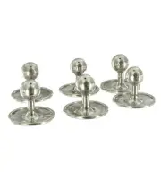 Tuxedo Studs Silver Tone Collar Buttons Shirt Formal Wear Wedding - Set of 6