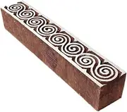 Ornate Print Stamps Spiral Border Pattern Wooden Blocks