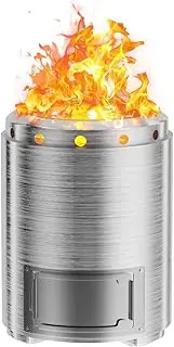 Tabletop Fire Pit, 7.3 x 5.5 in, Low Smoke Outdoor Mini Fire Stove for Outdoor & Patio, Fueled by Pellets or Wood, Safe Burning Table Top Firepit, with Travel Bag, 304 Stainless Steel
