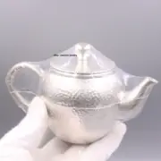 Solid S999 Fine Silver Darinking Teapot With Lid Healthy Hammer Water Pot 5.7in