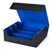Card Storage Box, Magnetic Enclosure, Blue Cushioned Lining, 3 Rows Holds 2400+