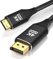 4K DisplayPort to Mini HDMI Cable 5FT, DP to Mini HDMI Male Video UHD 1440P/2K@120Hz,4K@30 Nylon DP to Mini HDMI Uni-Directional Cord for Dell, Desktop, AMD, NVIDIA, Lenovo, HP, ThinkPad