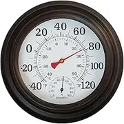 Perfk Wall Clock Thermometer Wall Mounted Thermohygrometer Easy to Read Large Numbers Climate Comfort Reminder for Office Household