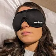 Optimised Sleep Eye Mask, Contoured Black Out, Adjustable Custom Buckle Strap, Side or Back Sleepers, Travel Pouch - We Know Health