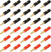 uxcell 30 Pcs 4mm Banana Plugs, 10A 8.5mm OD 37.7mm Length Speaker Wire Cable Plug Connectors, Banana Jack Connector for Speaker Wire Audio Cable, Black&Red