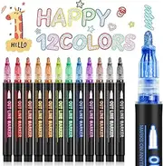 AOMEES Glitter Pencils Magic Pens Special Christmas Gifts Ideas: 12 Outline Magic Marker Pens Set, Birthday Christmas Gifts Teens Girls 4-12 Years Old Craft Supplies