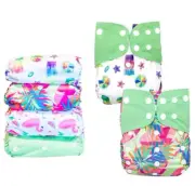 Reusable cloth nappies + inserts (4 pack) LIME