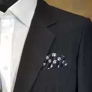NEW - Cotton Pre-folded Pocket Square Insert - Black with White Paw Prints