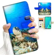 ( For Optus X Tap 2 ) Wallet Flip Case Cover AJ23202 Turtle in Sea