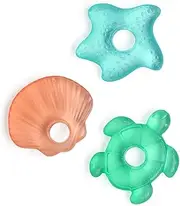 Itzy Ritzy Water-Filled Teethers - Cold Cutie Coolers Textured On Both Sides to Massage Sore Gums & Emerging Teeth - Can Be Chilled in Refrigerator, Set of 3 Seaside Water Teethers