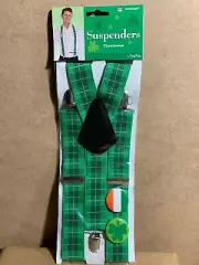 St. Patrick's Day Green Suspenders With Buttons Halloween Costume Amscan B18