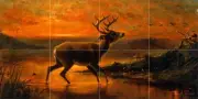 Deer Evening Twilight Tile Mural Kitchen Bathroom Wall Backsplash Marble Ceramic