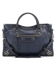 Balenciaga Classic Metallic Edge City Medium Blue Leather Tote