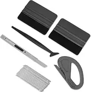 15 PCS Window Tint Tools Vinyl Wrap Tool Kit, Vehicle Vinyl Wrap Window Tint Film Tool Kit Include Felt Squeegee, Wrapping Paper Cutter, Utility Knife& Blades, Mini Squeegee (Black)