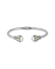 Samuel B. 18K & Silver Pearl Twisted Cable Bangle Bracelet