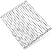 YQMYXG Over The Sink Dish Drying Rack, Roll Up Stainless Steel Kitchen Rack, Foldable Wire Rack for Sink Counter (16.9 * 13.8in, Gray)