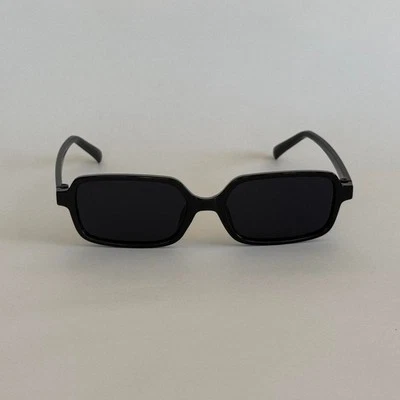 Y2K Black Rounded Square Sunglasses Unisex Clean Look UVA UVB