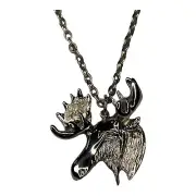 15PCS Lot Vintage Silver Tone Moose Head Pendant Necklace Free Shipping